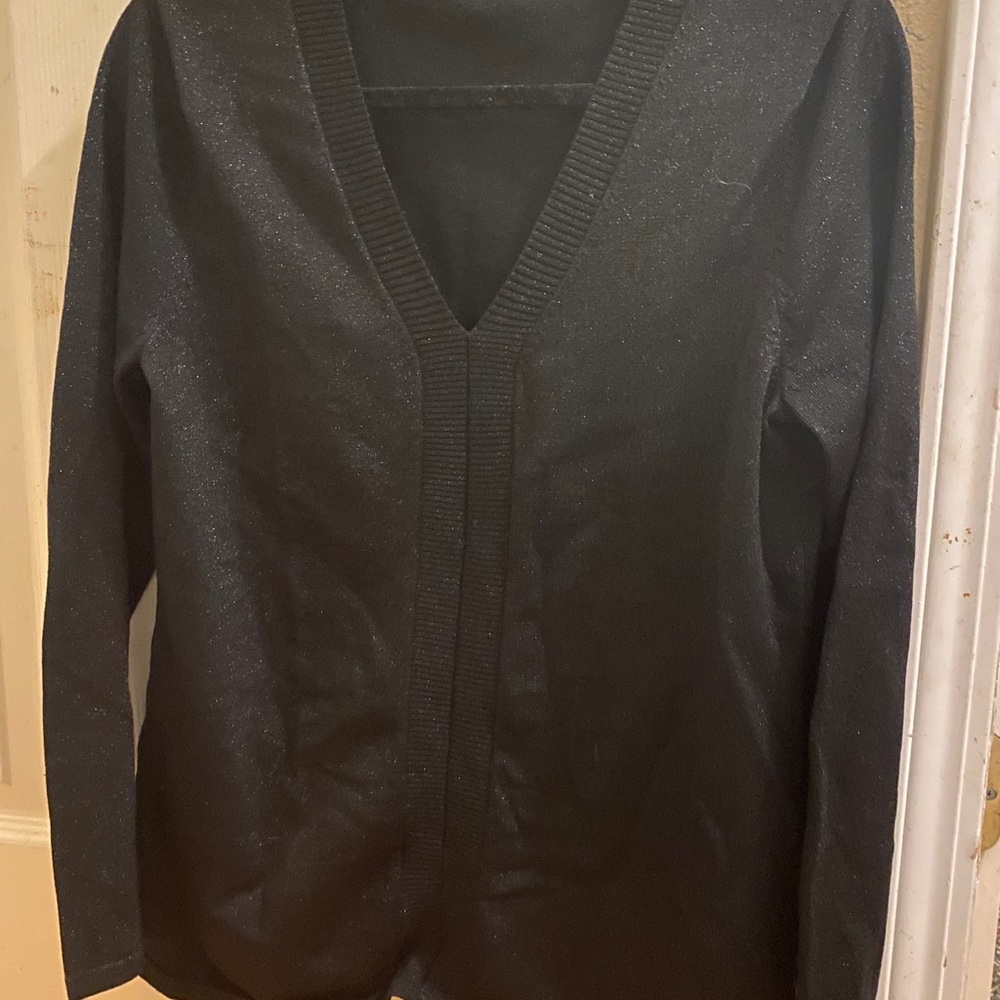 Sparkle Black V-Neck Top